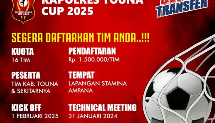 Cooling System Pasca Pilkada, Polres Touna Gelar Open Turnamen Sepak Bola Kapolres Touna Cup 2025