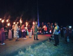 Polres Touna Kawal dan Amankan Pawai Obor Sambut Bulan Suci Ramadhan 1446 Hijriah