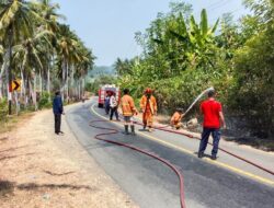 Karhutla di Malotong, Polsek Ampana Kota dan Damkar Bergerak Padamkan Api